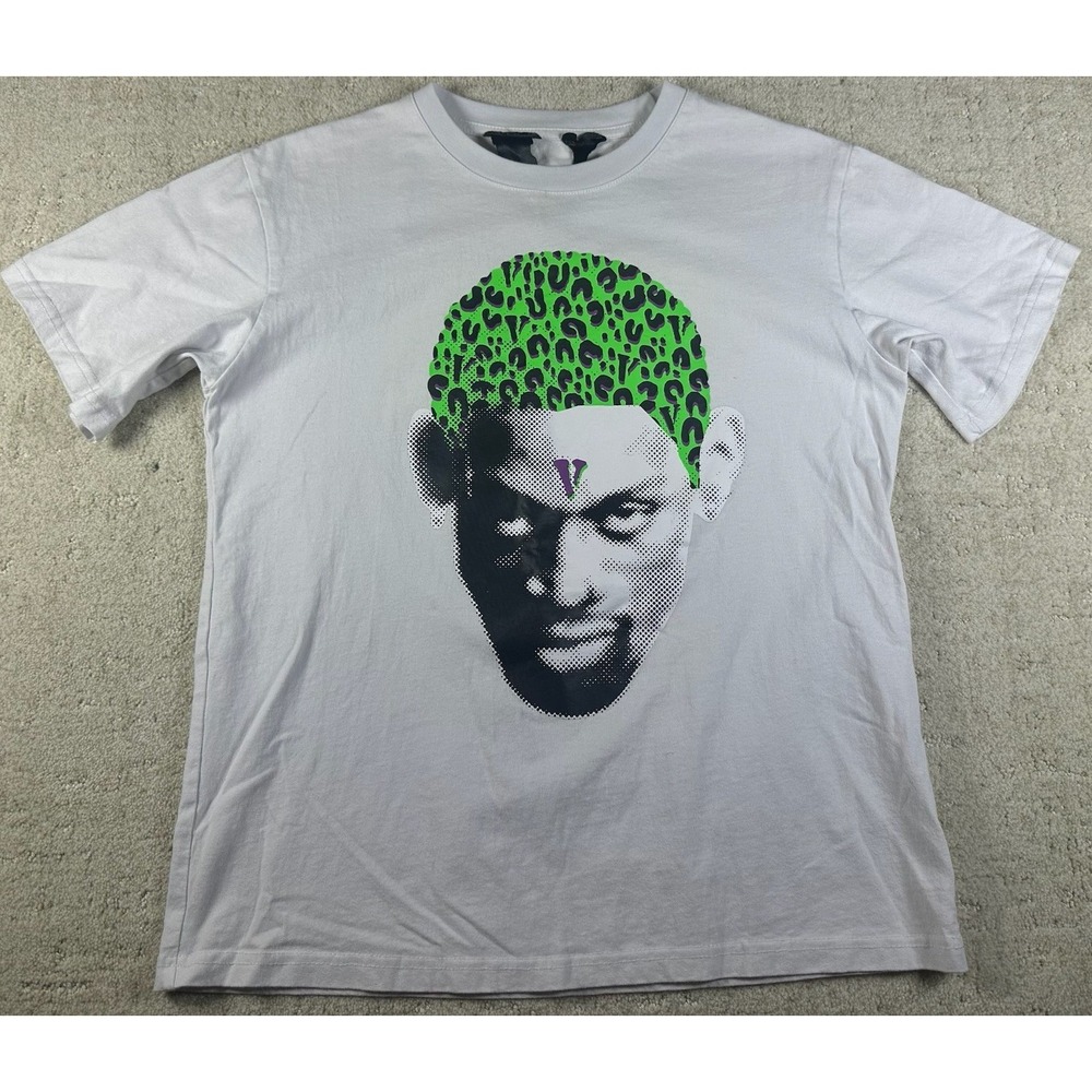 Vlone Graphic Print Dennis Rodman Cheetah Short Sleeve Pullover T-Shirt Medium